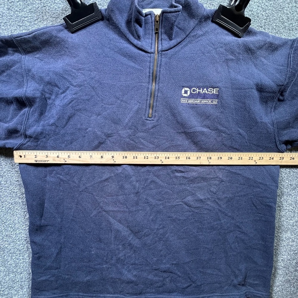 Vintage Lee Sweatshirt Mens XL Blue Chase Merchant Services 1/4 Zip Pullover - Picture 7 of 14